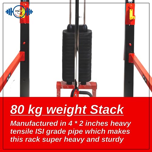 Image of GYM24 EQUIPMENTS Power Squat Rack With Single Pully Cable Cross Home Gym Setup Size With 80 Kg Weight Stack