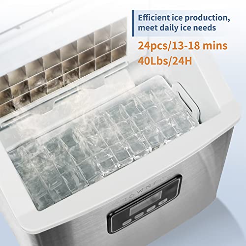 CROWNFUL Ice Maker Machine Countertop, 40LBS/24H, 24 Clear Ice Cubes in