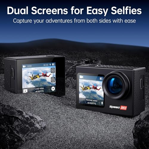 Hiicam Action Camera 4K Waterproof Camera 20MP with Touch Screen Underwater Camera 131FT with EIS for Snorkeling Helmet Bike 170° Wide Angle Remote WiFi 5XZoom