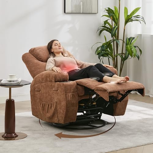Sillón reclinable moderno marrón con giro 360 miniatura 2