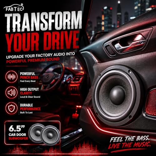 Image of FABTEC 6.5 Inch Mid Range Speakers 60w RMS / 250w Peak Power 4 Ohm for Cars, Home Theatre & DIY Projects (Pack of 2)