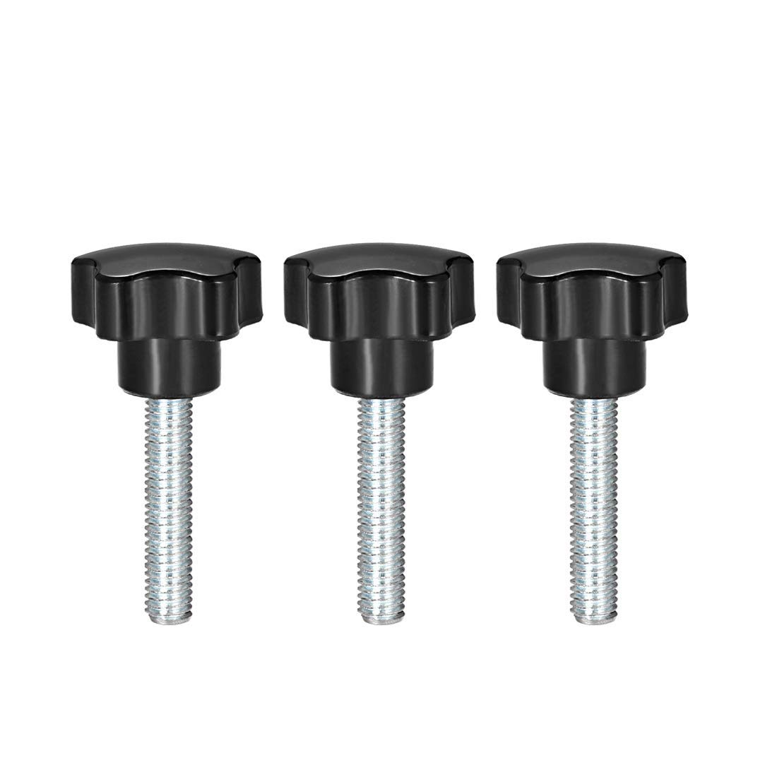 3Pcs Star Knobs Grips M10 x 50mm Male Thread Steel Zinc Stud Black PP-image-47