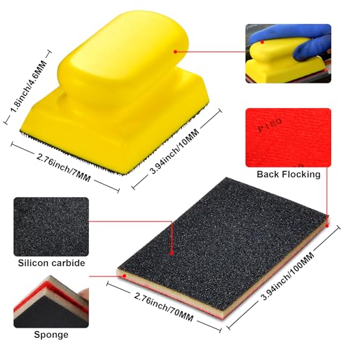 Image of MAXMAN Sanding Sponge Set, 180-3000 Grit Foam, Wet /Dry Sandpaper for Wood | 24PCS Soft Foam Hand Sander Block, Wet /Dry Fine Sandpaper Sponge, 3x4 Inch Reusable Pads for Metal /Furniture, Ideal for DIYer