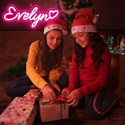 Image of Evelyn Name Neon Sign,LED Evelyn Name Neon Light for Kids Bedroom,Birthday Party Evelyn Decoration,Neon Sign Customizable for Wall Decor,Birthday Name Decor for Girl,Size 13.4 * 5.5 inches(D087)
