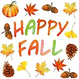 54 Pcs Thanksgiving Autumn Fall Cutouts Classroom Bulletin Border Decoration Pumpkin Autumn Leaves...