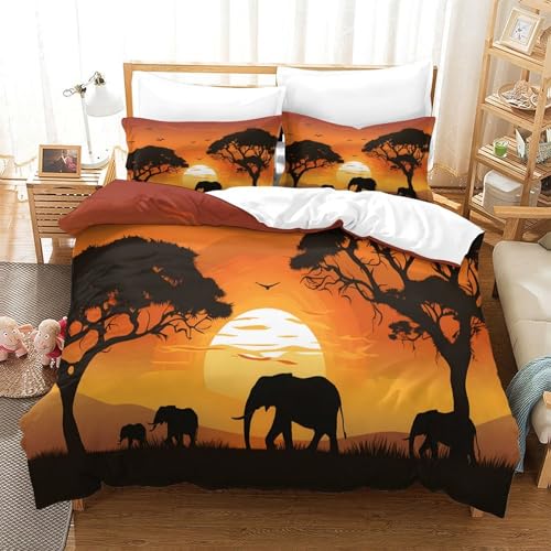 Housse de couette enfant safari pour lit simple 135x200