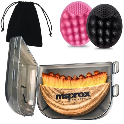 Brosse Lymphatique Visage & Contour Lymphatique Sculptante – Kit Beauté avec 2 Brosses Nettoyantes Visage Silicone Noir Rose – Massage, Nettoyant, Lifting, Double Menton