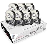 Squuido 7 Cassette Nero su Bianco Nastri LC-4WBN LC-4WBN9 SS12KW 12mm x 8m compatibili con Epson LabelWorks LW-300 LW-300L LW-400 LW-500 LW-600P LW-700 LW-900P LW-1000P & KingJim Tepra Pro
