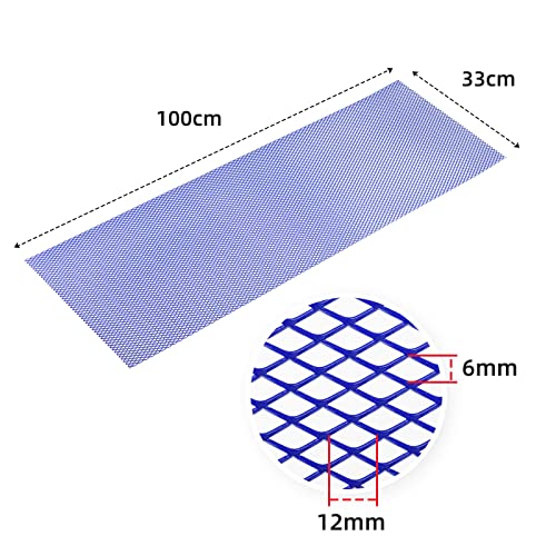 Image of AggAuto Universal 40 inchx13 inch Car Grill Mesh - Aluminum Alloy Automotive Grille Insert Bumper Rhombic Hole 6x12mm, One of the Most Multifunctional Shape Grids Blue