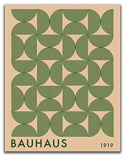 Bauhaus-Inspired Minimal Wall Art - 11X14" Unframed Print - Abstract, Mid Century Modern, Vintage Wall Decor (Green) #TOP17
