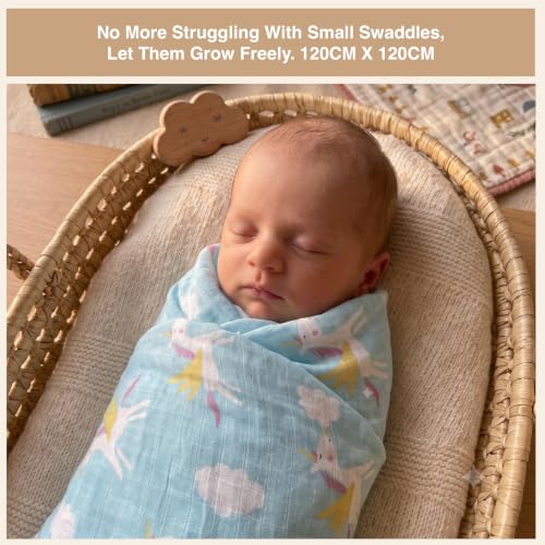 Image of DOTMOM Premium Organic Bamboo Baby Swaddle Wrapper Receiving Blanket | Hypoallergenic, Antibacterial & Highly Breathable, Super Soft Receiving Wrap Essential For New Born Baby