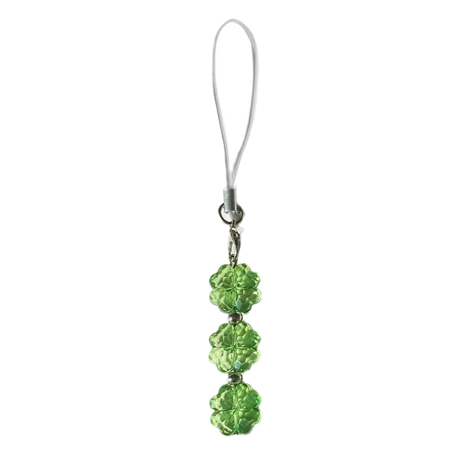 NEWFT Unique Beaded Phone Pendant Fashionable Keyring Crystal Four Clovers Charm Keychain Elegant Bag Accessory for Women