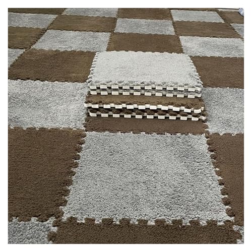ZBORAVPIX baldosas de Piso de Espuma, Paquete de 12 alfombras y losetas de Espuma entrelazadas cuadradas, Multicolor, 30 x 30 cm(Dark Coffee+Light Gray)