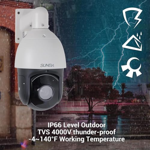 Image of SUNBA High Speed Deep AI Auto Tracking PTZ Camera PoE+ Outdoor, 72X Zoom 5MP Smart Security Dome, RTMP for YouTube Live Streaming, 2-Way Audio, Night Vision 1500ft (P636 V2)-New Batch