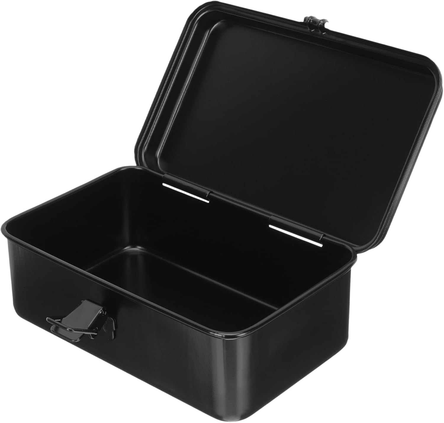 SEWACC Small Tool Box, Iron Sheet Tool Box, Portable Storage Organizer for Home, Garage, Car, Black, 7.87 x 4.92 x 3.07 Inch