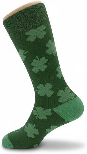Four Leaf Clover Dress Socks Funny Novelty Crazy Fun Design Men Size 8-12 Cotton Casual Crew Colorful Funky Fancy Socks Gift for Men