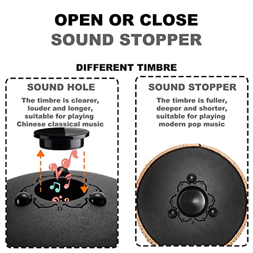 Lronbird Steel Tongue Drum,12 Inch 15 Note Handpan Drums, Concert Percussion Instrument With Travel Bag Music Book Mallets For Adults Kids Meditation Chakra Healing, Unique Gifts, D Major (Obsidian) #TOP6