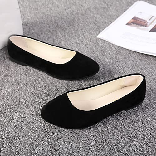 Hwalleum Women's Ballet Flats, Womens Simple Casual Flat Shoes Solid Color Pumps Ladies Girls Dolly Ballet Ballerina Work Smart Office Formal Comfort Pointed Toe Slip On Flats Shoes Black - Image 2