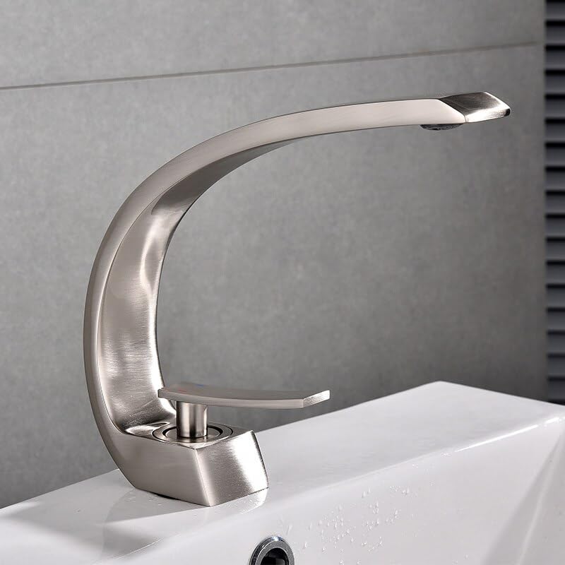 Robinet de lavabo en laiton brossé haut de gamme pour salle de bain moderne