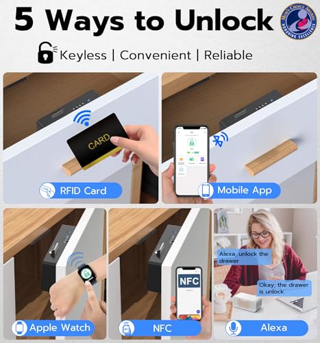 image for Anweller Smart Cabinet Lock, Hidden No Drill Adhesive Baby Proofing Ch