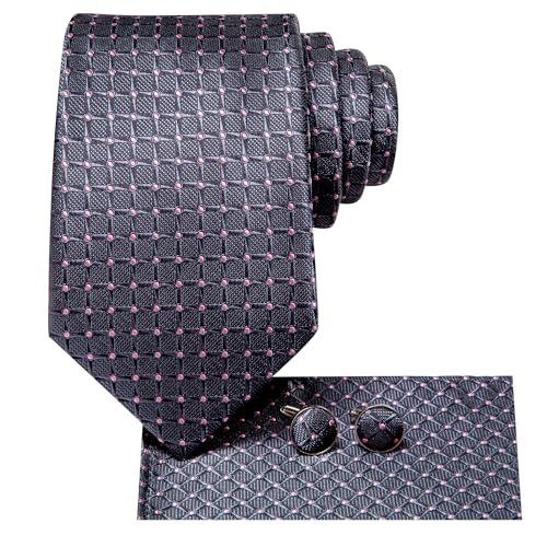 Image of Hi-Tie Mens 70inches Tie Set Extra Long Necktie for Men Cufflinks Handkerchief Big Tall Men Business Wedding