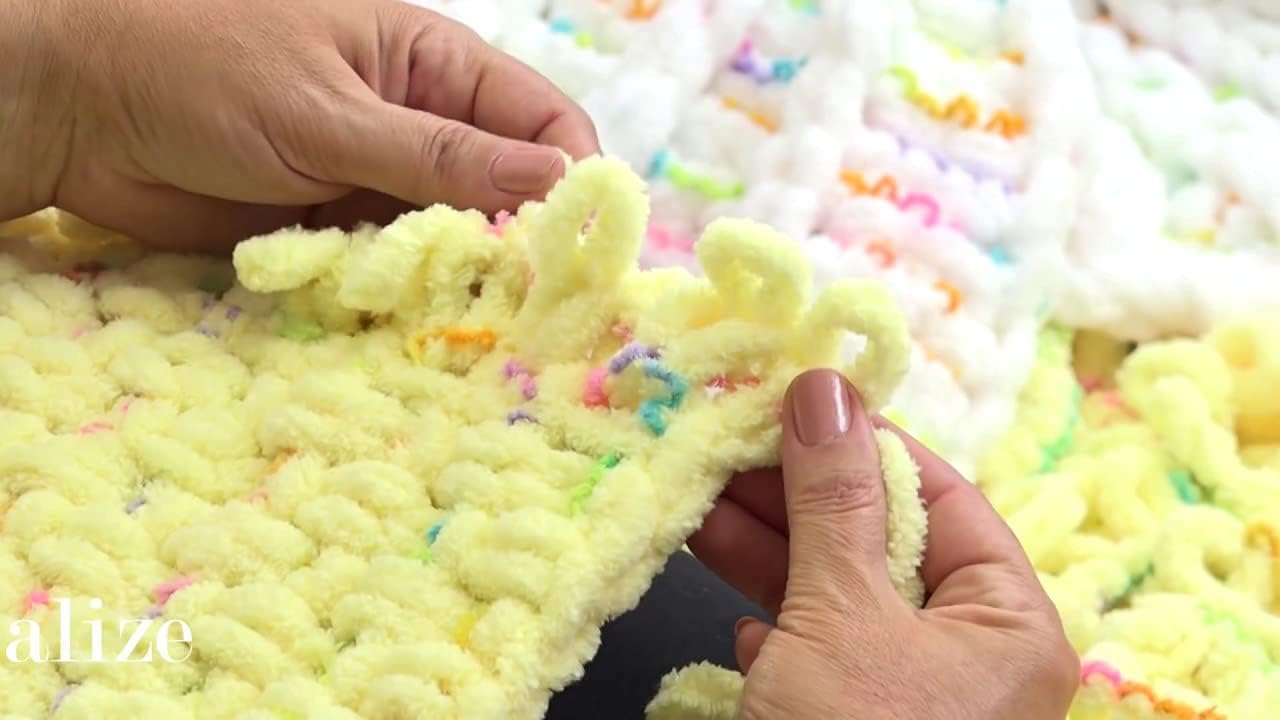 ALZE Puffy Color Baby Blanket Yarn - Lot of 5 Skeins, 500gr, 50yds - 100% Micropolyester Soft Super Chunky Bulky Woven Worested for Hand Knitting (6369)