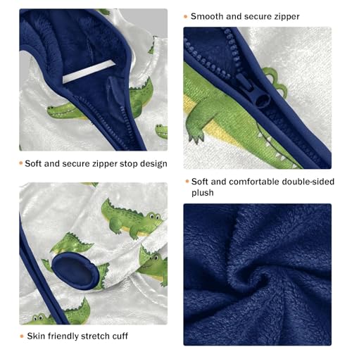 CHIFIGNO Green Crocodiles White Toddler Winter Coat, Boys Hooded Jacket Soft for Fall Winter Spring 3T3