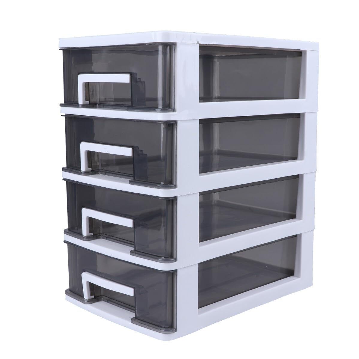 Armoire de rangement cosmétique 4 niveaux plastique transparent noir blanc Cabilock