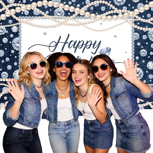 Fondo para fotografía 7x5ft Bcuuipo Happy Birthday Denim miniatura 2