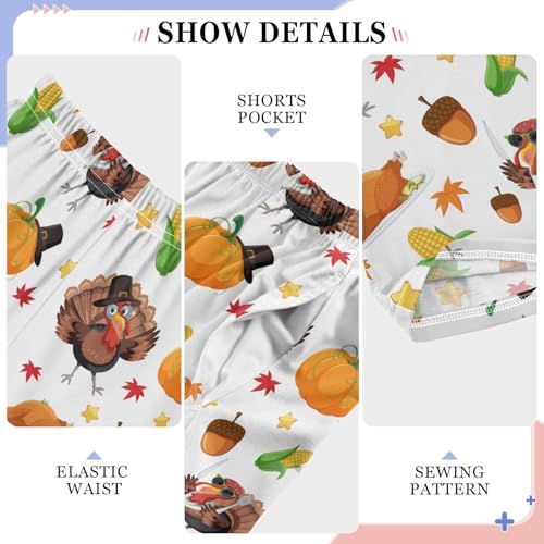 Autumn Turkey Maple Leaf Boys Long Pants Soft Trousers Elastic Waist Kids Lounge Bottoms with Pockets S-XL4