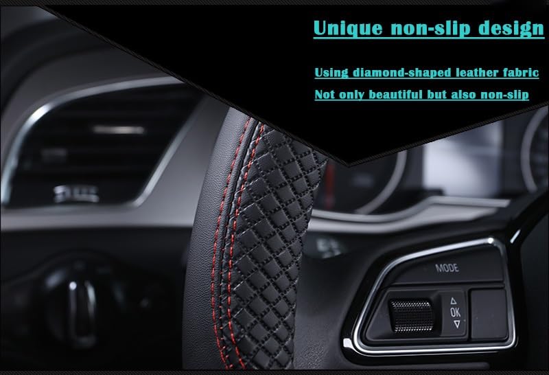 Funda Volante Coche Protector Cuero Volante Coche Antideslizante para Chevy para Monza para Cruze para Crvalier para Malibu para Captiva automóviles Funda Volante Coche Universal (Color : Red5)