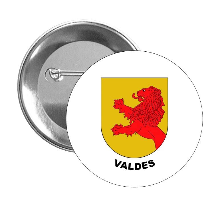BUTTON . - HERALDIC SHIELD SURNAME VALDES FAMILY VERSION 3
