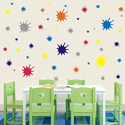 Paint Splatter and Splotches Wall Decal, Abstract Dots Wall Sticker for Art Room Decoration, Colorful Decal for Nursery Room (120 pcs Multicolor Decals)