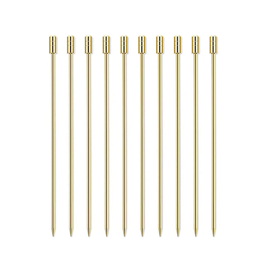 SEIWEI 10PCS Food Picks Fruit Fork Vegetable Cocktail Dessert Picks Stainless Steel Party BBQ Dinner Kitchen Cooking Gadgets Accessories Reusable Gold