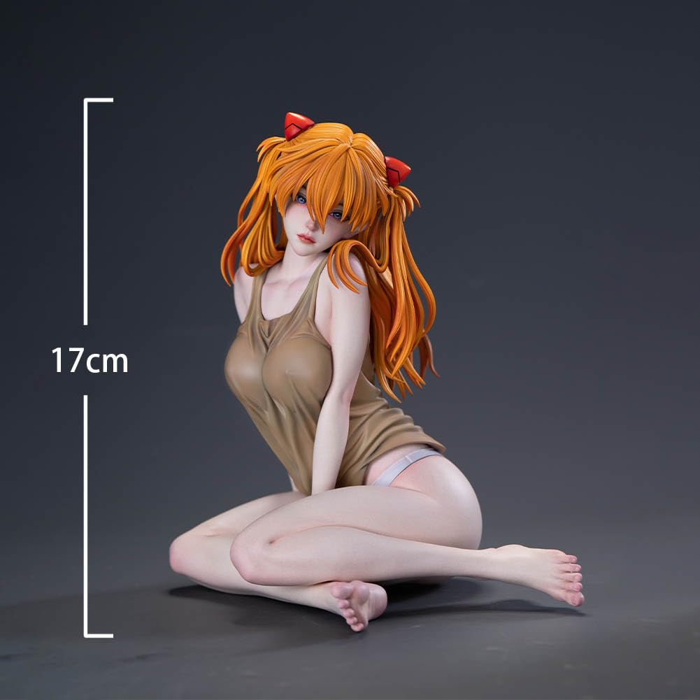 Zhongkaihua Asuka Langley Soryu Figura sentada pijama estilo estatua modelo