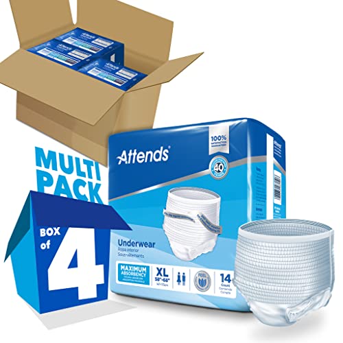 Attends Incontinence Care Underwear For Adults, Extra, Xl, White, 56 Count, Pack Of 4 #TOP1