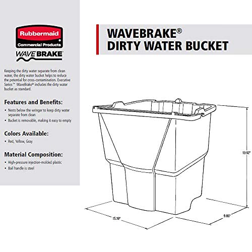 Rubbermaid Commercial Products FG9C7400RED Wiadro wody do wyciskarki Wavebrake 17 l, czerwone
