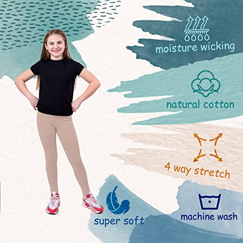 Silky Toes Little and Big Girls Premium Cotton Leggings/Size 2t to 16/ Many Colors for School Uniform Khaki4