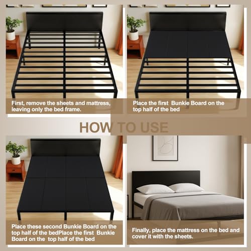 10mm Bunkie Board Bunkie Queen Size 60 x 80'' Heavy Duty Board Moisture Resistant Sleeper Sofa Support Under Mattress for Metal Frame Low Profile Bed Support, Platform Bed and Couch(Black)