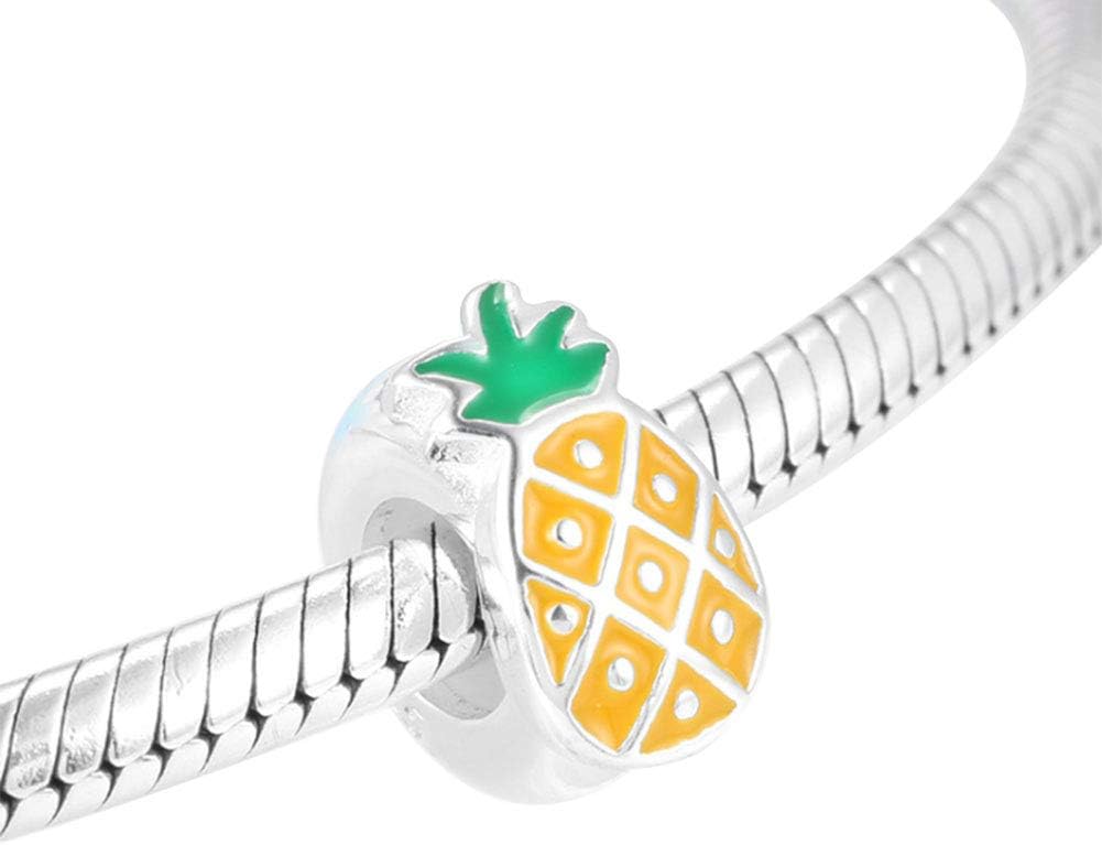 Spacer Charm Rubber Stopper Spacer Bead 925 Sterling Silver Clip Charm fit Pandora Style Charm Bracelets (Yellow Pineapple Spacer Charm) - Image 2