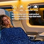 Travel Blanket and Pillow-2-in-1, Ultra-Soft&Compact,Airplane Blanket with Hand Luggage Belt and Backpack Clip,Travelers Accessories Gifts, 61x43 Inches（Navy） - Image 2
