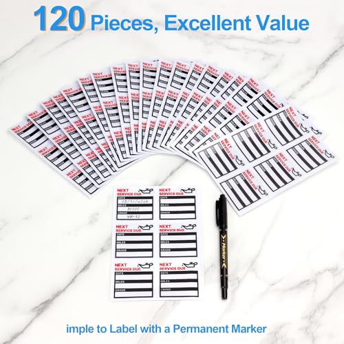 Image of for Oil Change Sticker Static Cling, Clear Stickers 120 Pcs 2 inchx 2 inch Next Service Due Sticker for Windshield, Easy to Peel with No Residue for Car Auto Vehicle Window (Red)