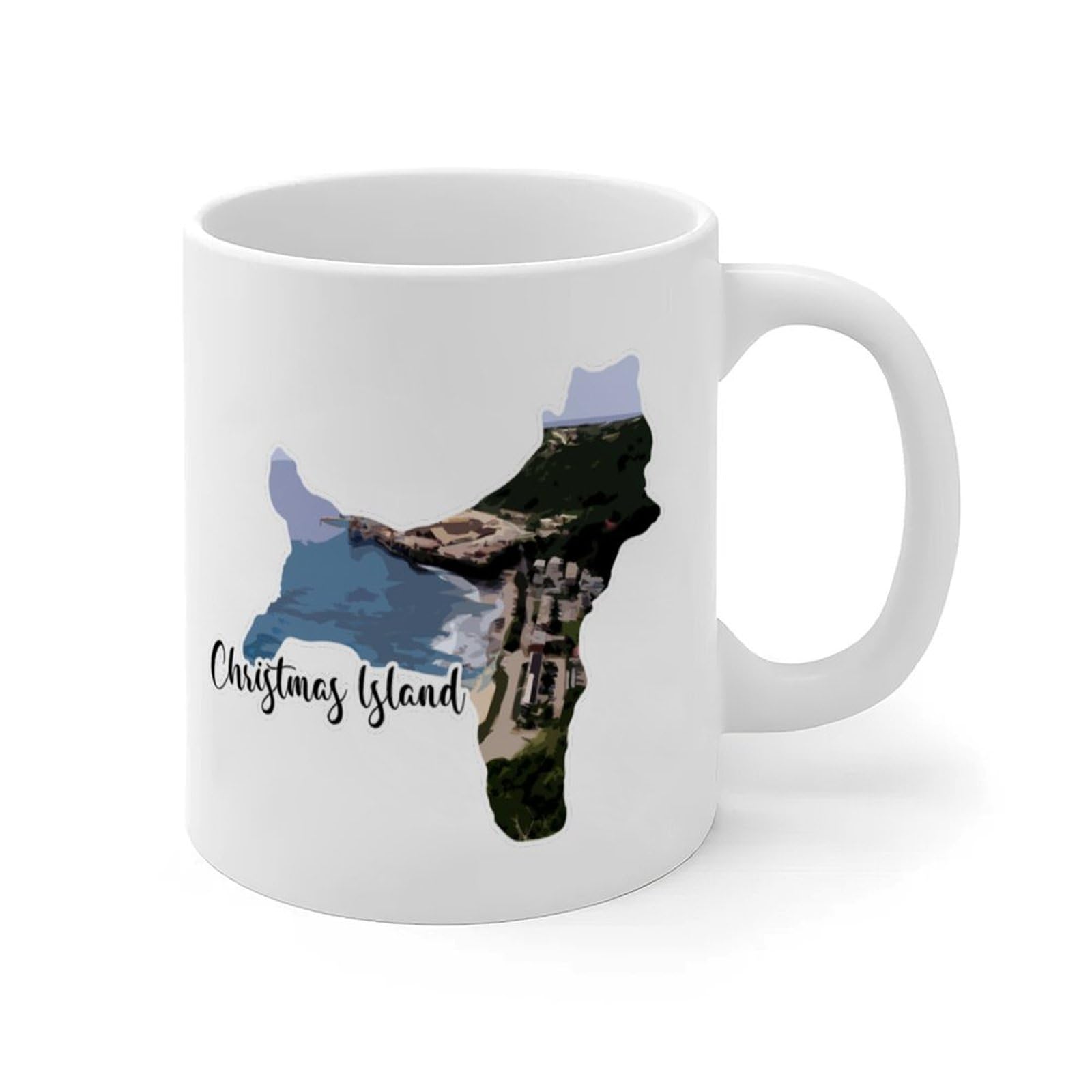 Wodevor Christmas Lsland Coffee Mug White Cityscape and Landmark Print Ceramic Coffee Mugs Cups Funny Morning White Glossy Mug Christmas New Year Gift for Coworker Ladies 11oz