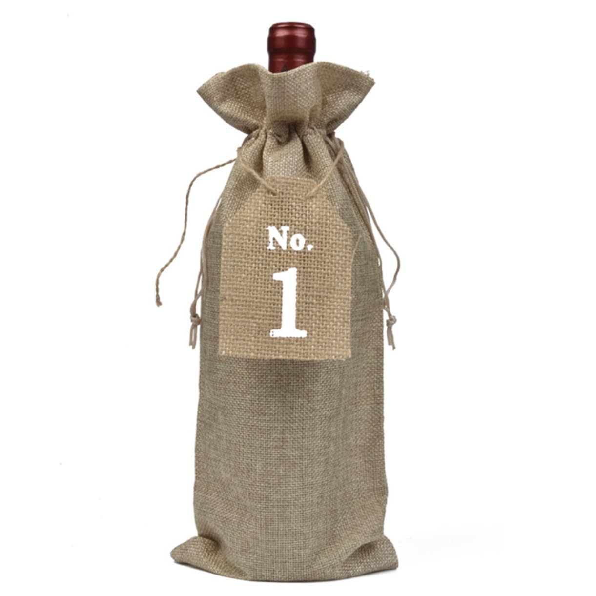 Sacs à jute avec étiquettes numérotées pour emballage cadeau de bouteilles