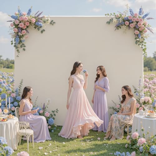 30×10ft Beige Backdrop Curtain for Weeding Parties, Wrinkle-Free Fabric Drape for Baby Shower, Birthday Party Decorations, Photography Photo Booth Background, 3 Panels 10×10ft, with Rod Pocket by CO-AVE - Used condition - Image 4