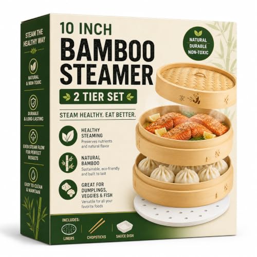 54-Piece Bamboo Steamer Basket Set, 10 Inch for...40