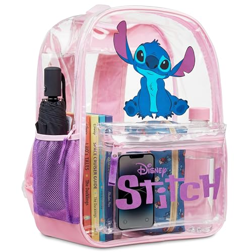 Disney Stitch Sac à Dos Fille et Ado, Sac Transparent Mignon, Cartable Fille Mode École College Voyage Travail, Idée Cadeau