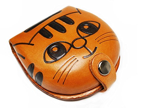 Porte-monnaie chat cuir véritable VANCA mini portefeuille japonais