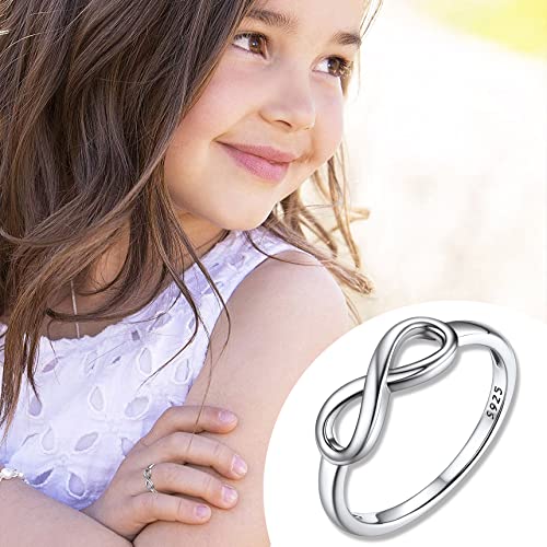 Bestyle Simple S925 Sterling Silver Infinity Rings Cubic Zirconia Rings, Nice Cute BFF Friendship Rings, Dainty Eternity Promise Wedding Bands Perfect Every Day Ring, Size 4-12, Words Engavable3