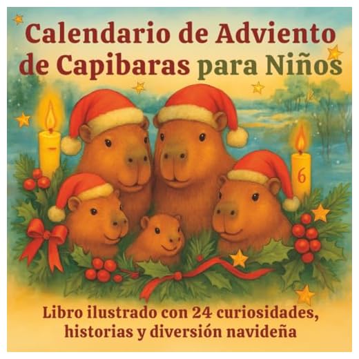 Calendario de Adviento de Capibaras para Niños – Libro ilustrado con 24 curiosidades, historias y diversión navideña: Un regalo perfecto para disfrutar con los peques estas Navidades